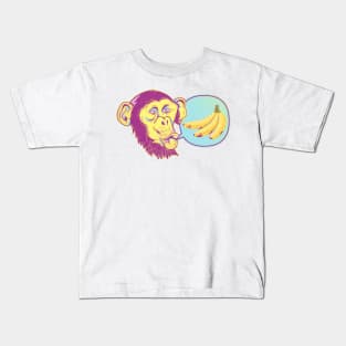 Chimpanzee with bunch of bananas Kids T-Shirt